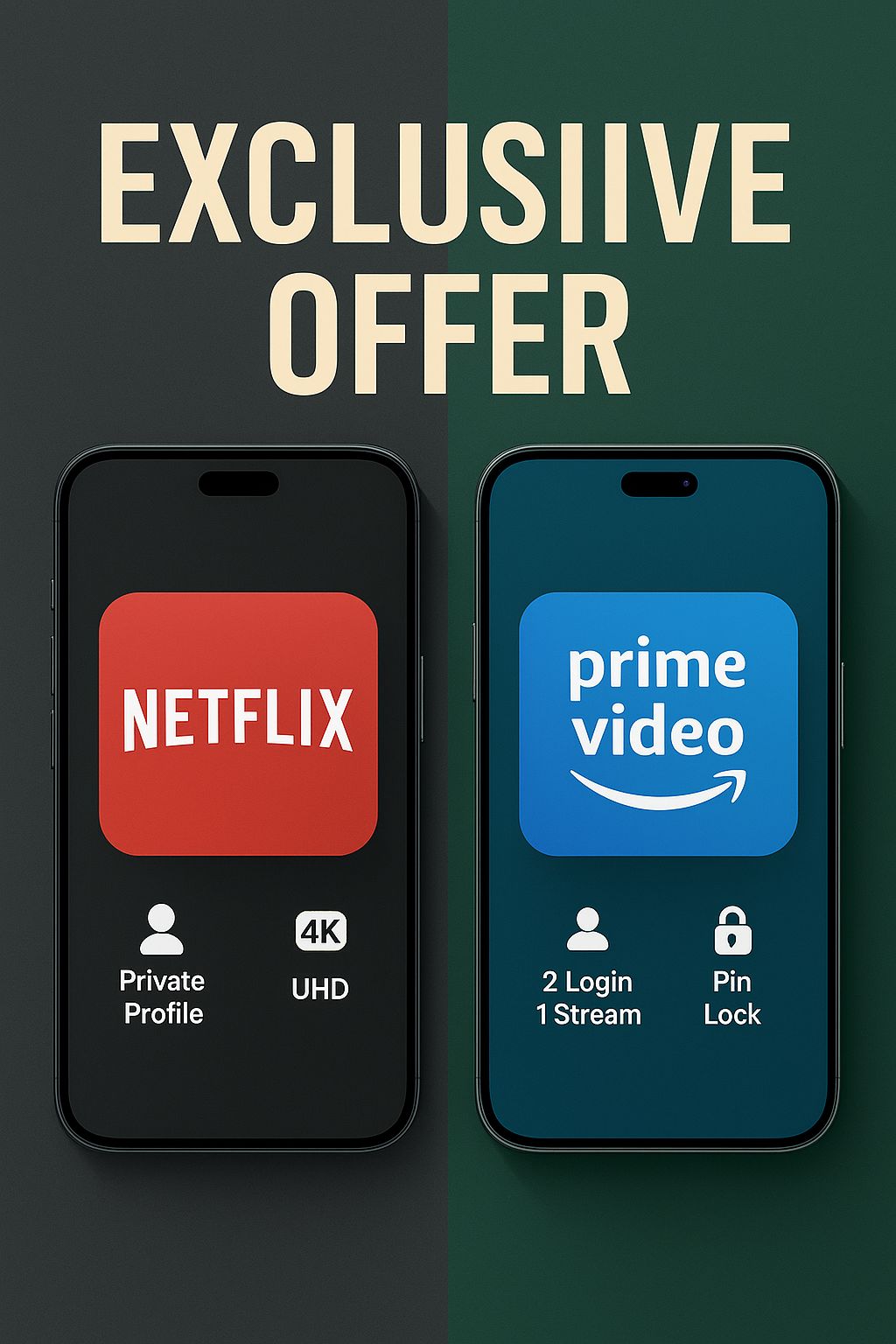 netflix share + prime video share account 1 month subscription netflix share + prime video share account 1 month subscription